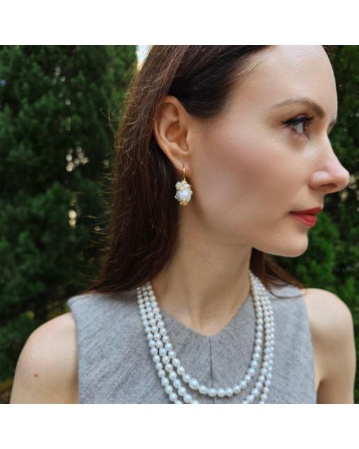 Farra Metallic Baroque Pearls Dangle Earrings