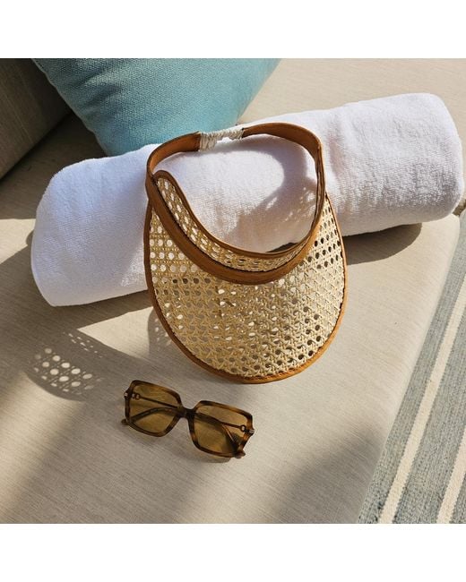 OhSun Natural Fifi Rattan & Leather Visor