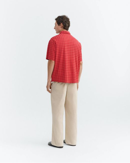 Thinking Mu Red Paddy Seersucker Shirt for men