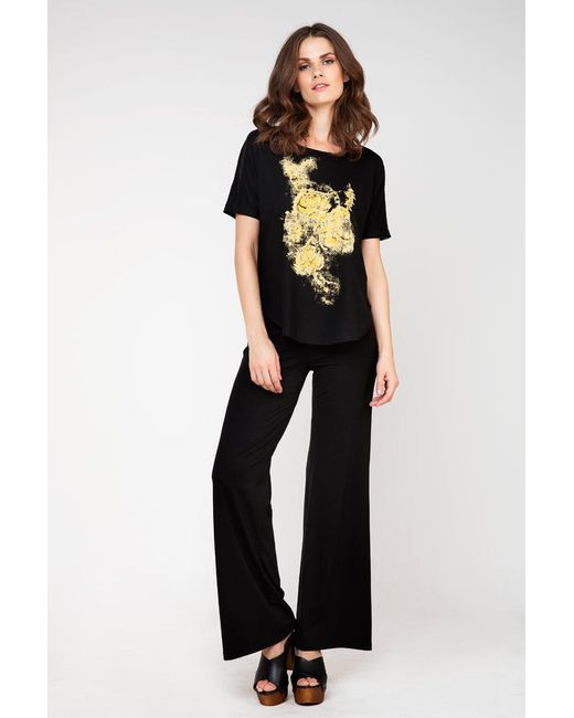 Conquista Black Pattern Detail Top