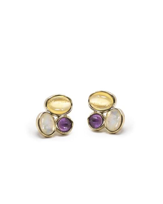 Vintouch Italy Metallic Cosmo 18kt Gold-plated Multicolor Stud Earrings