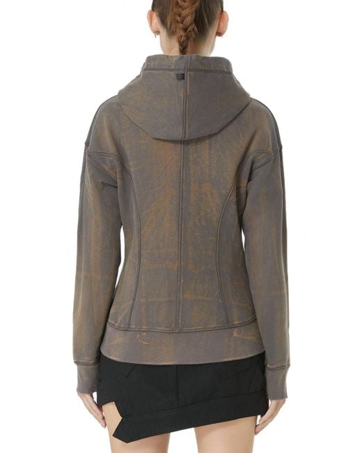 Gao Republic Green Neutrals Hoodie Zip-Front Panelled Jersey Acid