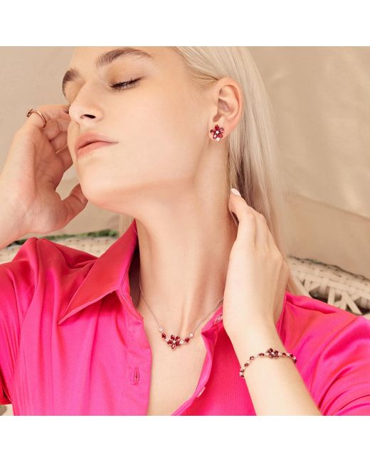 Juvetti Red Rose Florea Rose Necklace Ruby, Sapphire & Diamond