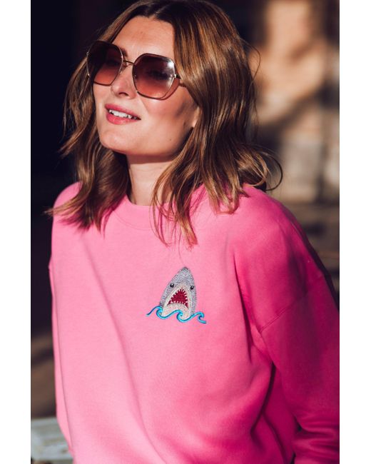 Sugarhill Pink Noah Sweatshirt, Shark Embroidery
