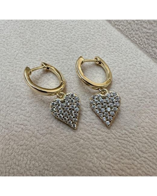 Clemence Wren Metallic Sparkly Heart Charm Hoop Earrings
