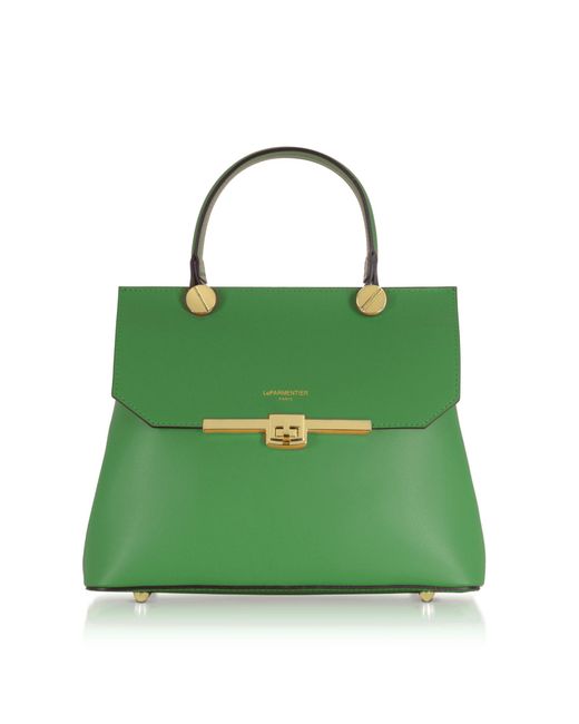 Le Parmentier Green Atlanta Top Handle Satchel Bag W/Shoulder Strap