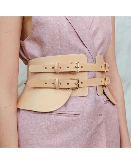 Haute Cuir Natural Neutrals Nude Peplum Maia Corset Belt