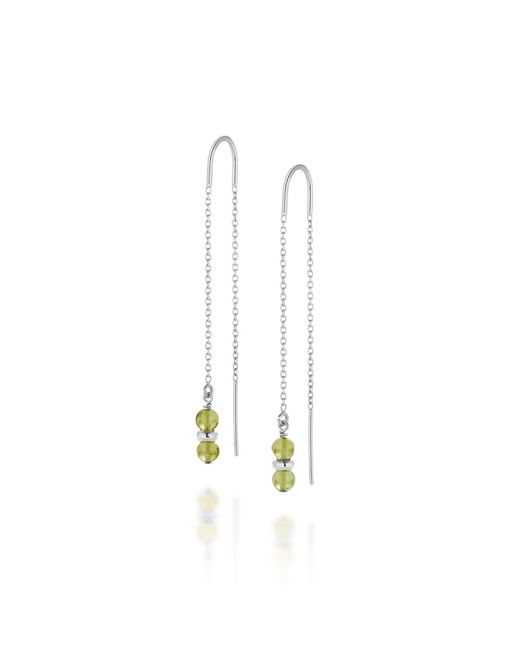 Nellou Jewellery White Peridot August Birthstone Fall Earrings Sterling