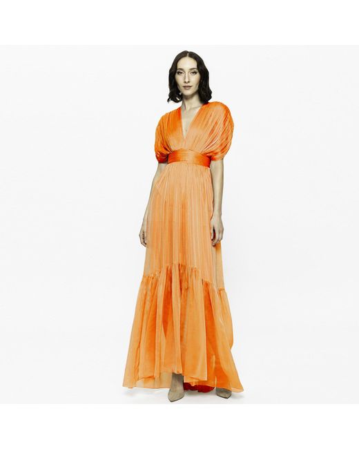 Angelika Jozefczyk Lerena Chiffon Evening Gown Orange