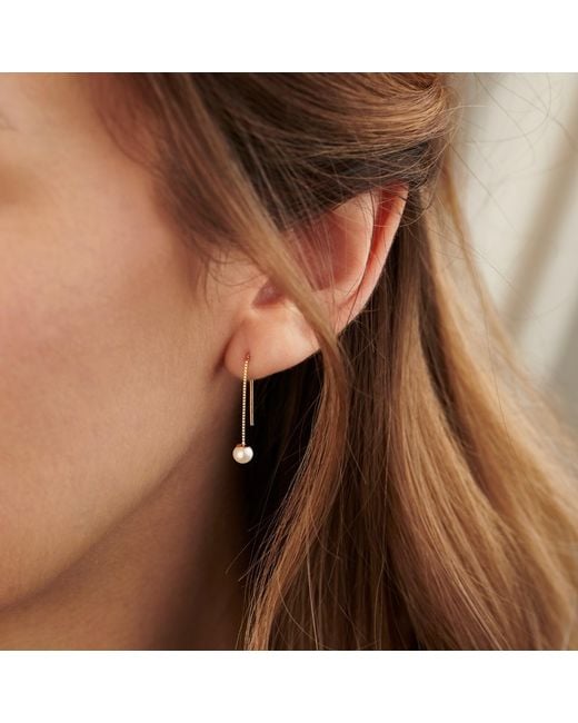 Posh Totty Designs Metallic Gold Pearl Thread Through Earrings