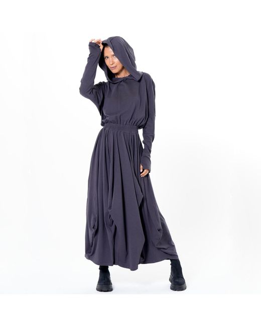 Metamorph Blue Hooded Midi Dress