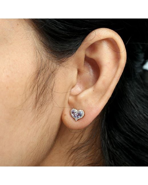 Artisan Blue 14K Heart Tanzanite & Diamond Halo Stud Earrings