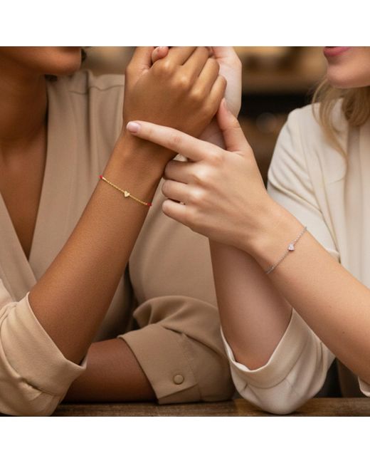 BLOOMTINE | Earth Angel HQ Metallic Mini Heart Sterling Premium Silk Cord Bracelet