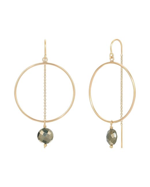 Heather Hawkins Jewelry Metallic Coin Gemstone Hoop Threader Earrings