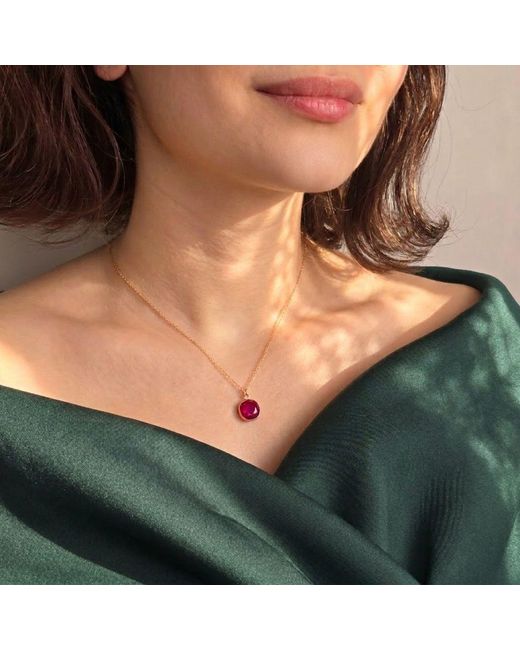 Harfi Purple Vermeil Plated Round Ruby July Birthstone Crystal Necklace