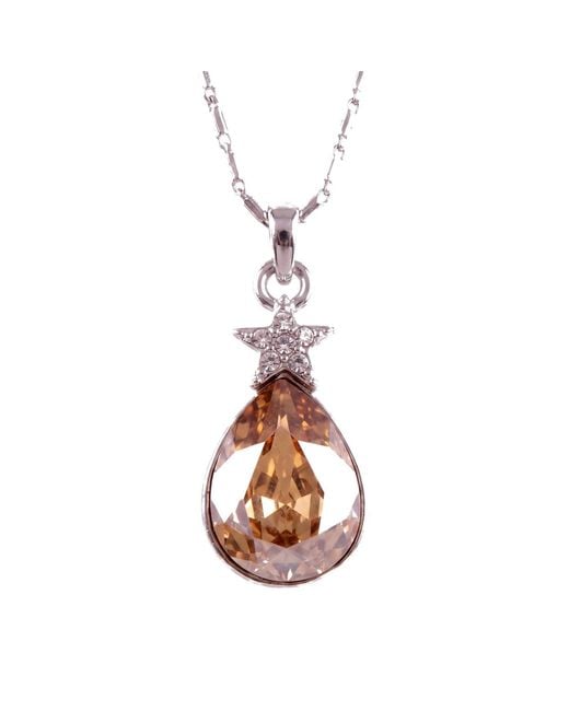 Modenaire Metallic Topaz Teardrop Star Pendant Necklace