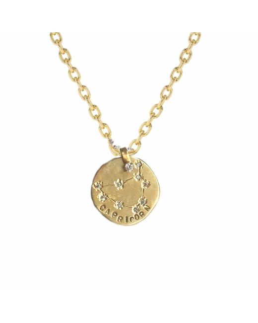 Lily Flo Jewellery Metallic Capricorn Diamond Medallion