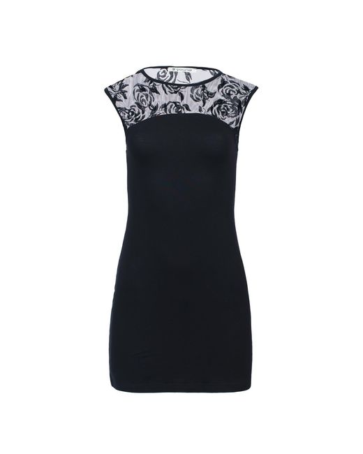 Conquista Black Devore Detail Stretch Mini Dress