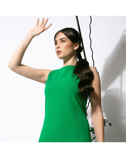 Larisa Dragna Green Long Dress With Delicate Straps And Ruffled Slit