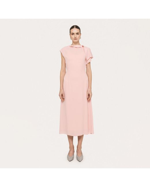 Nissa Pink A-Line Crepe Dress