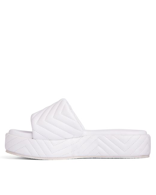 Beautiisoles by Robyn Shreiber Made in Italy White Deedee Platform Sandal & Wedge Wedding Work Pool Beach Slide Espadrille Leather Sandal