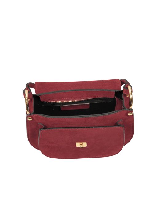 Le Parmentier Red Agave Suede & Smooth Leather Shoulder Bag