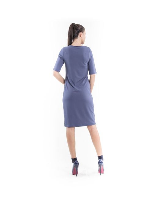 Conquista Blue Stretch Fabric Shift Dress