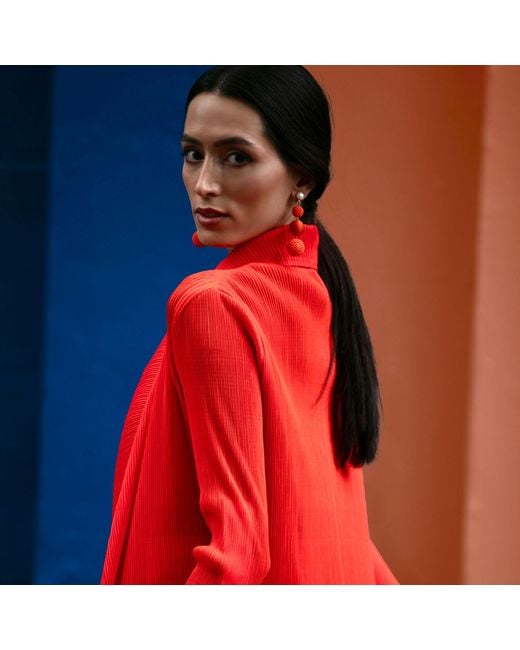 Beatrice von Tresckow Red Waterfall Crinkle Coat