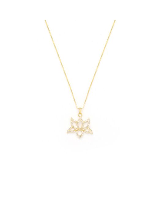 Seven Saints Metallic Illuminate Lotus Necklace, Topaz Pave, Over Sterling
