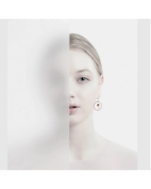 Laura Daili Metallic Neutrals Cherry Bloom Asymmetric Glass Earrings