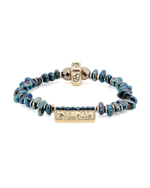 Ebru Jewelry Blue Protection & Luck Hematite Beaded Symbol Bracelet