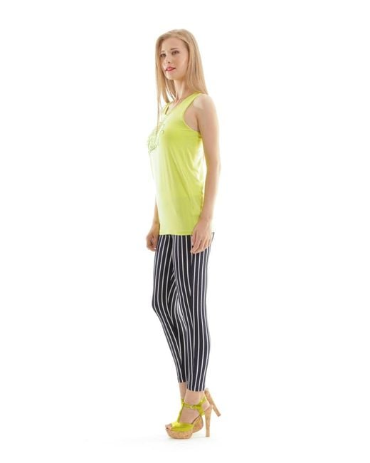 Conquista Yellow Sport Racer Back Print Top