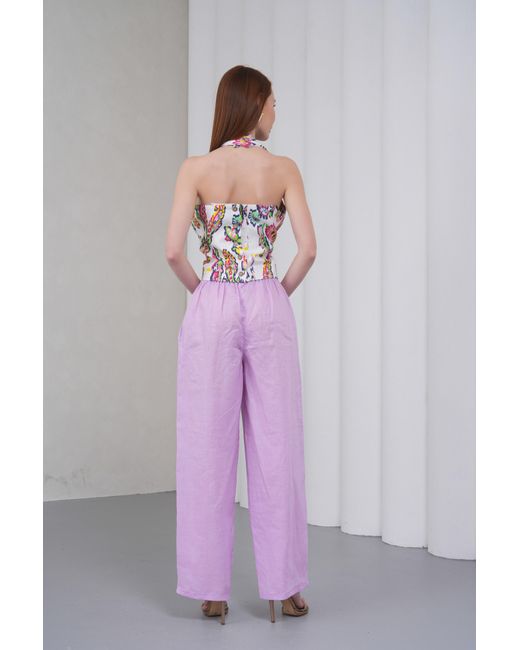Lumina Eligma White The Halterline Linen Blouse