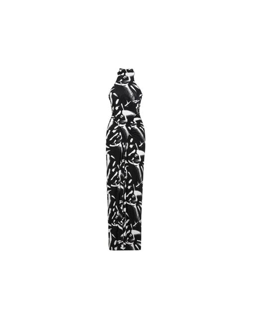 Nocturne Black Printed Halter Maxi Dress