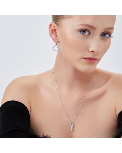 Spero London Metallic Chunky Heart Sterling Drop Earring