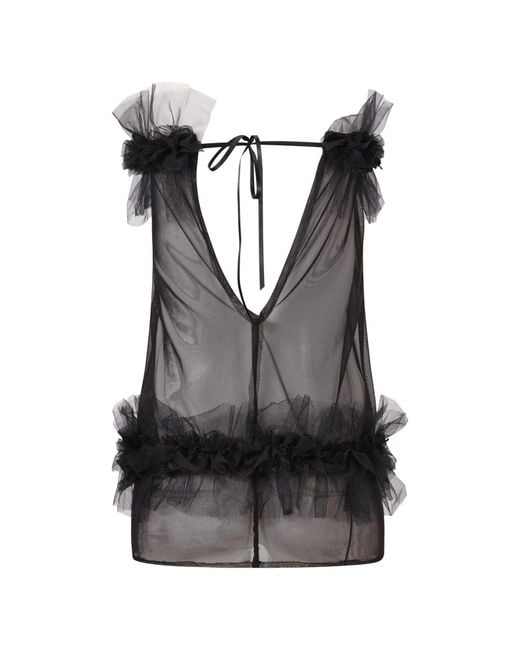 Belle -et-BonBon Black Dakota Tube Ruffle Mesh Dress
