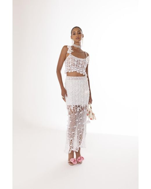 Andreeva White Vanilla Handmade Crochet Skirt