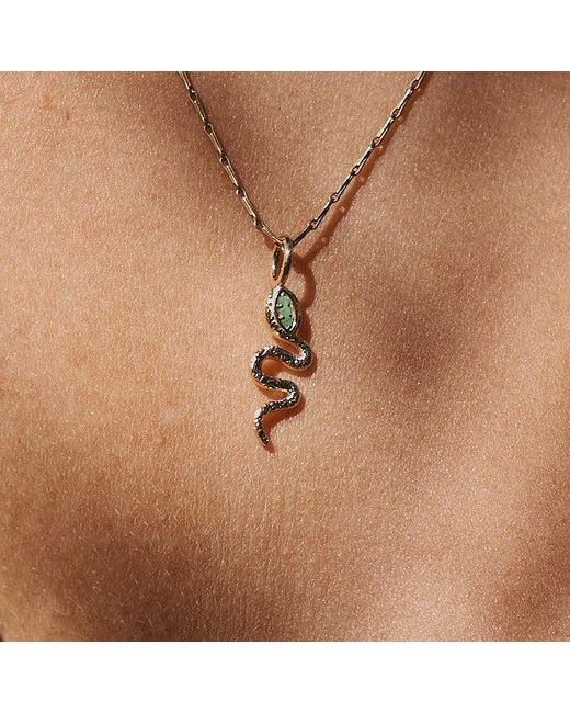 Zohreh Metallic Emerald Snake Pendant 9K