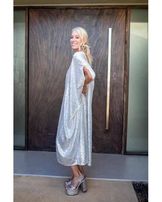Jennafer Grace Green Platinum Sequin Kaftan Caftan Dress