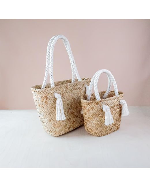 LIKHÂ White Oat Small Classic Tote Bag With Braided Handles