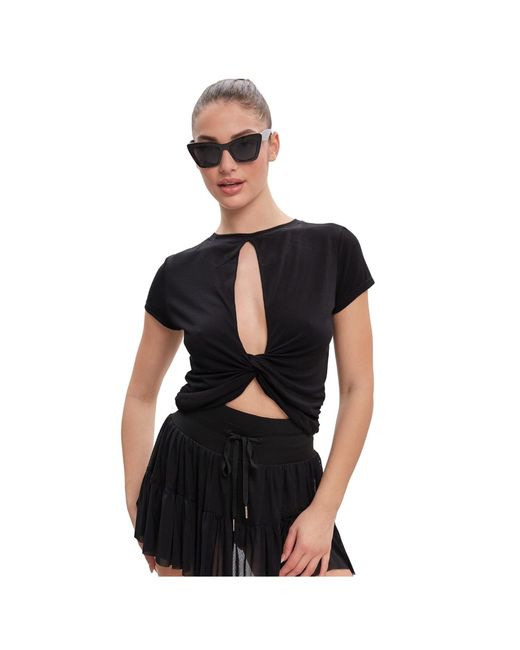 Altra Volta Black Open Back Twist Tee