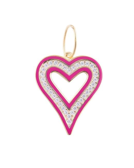 SHYMI Pink Enamel Open Heart Charm
