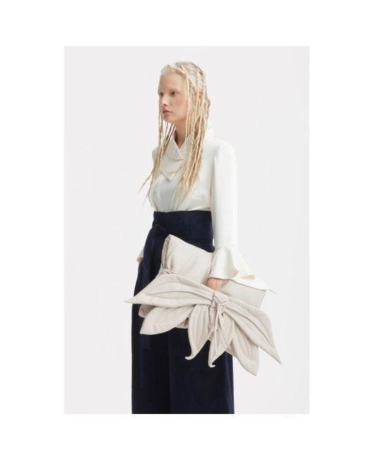 Julia Allert Natural Neutrals Petal Faux Leather Evening Clutch Bag
