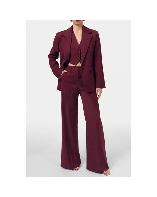 AGGI by HALEWSKI Red Franzi Burgundy Wine Wide Leg Trousers