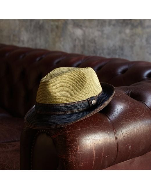 Dasmarca Hats Green Benson Summer Trilby Hat With Two Tone Contrast Brim for men