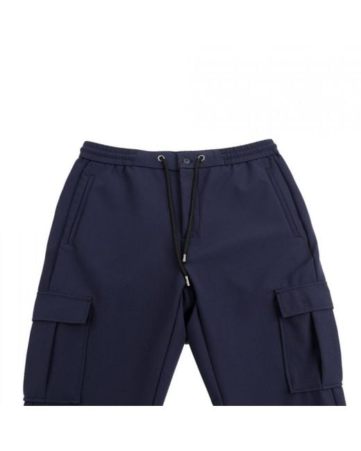 DAVID WEJ Blue Ashford Drawstring Trousers With Cargo Pockets – for men
