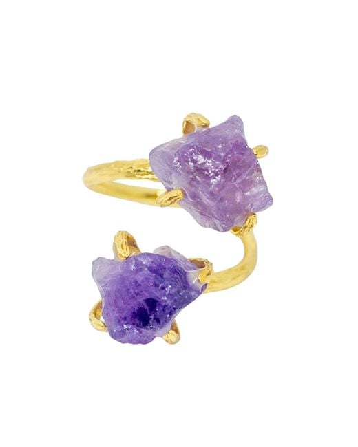 Wjy Studio London Purple Elemental Birthstone Natural Amethyst Ring Adjustable