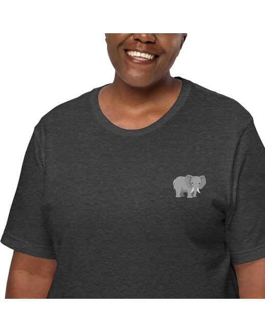 Anchor and Crew Black Heather Think Ocean Elephant Aspirations Cotton Embroidered T-Shirt