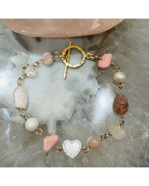 Lexi Jewelry Metallic Shades Of Mother Of Pearl Heart Toggle Bracelet