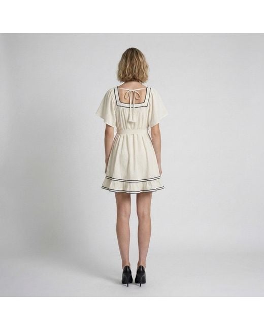 Modenaire White Neutrals Contrast Trim Mini Dress Sculpted Waist